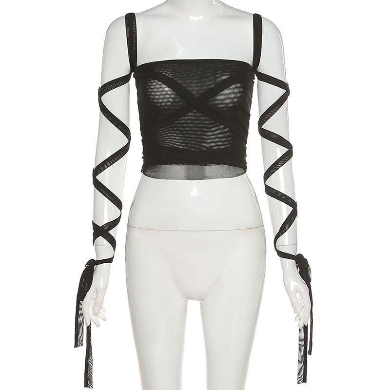 Áo Dây Phối Lưới Thiết Kế Mới Thời Trang Mùa Hè Dành Cho Nữ