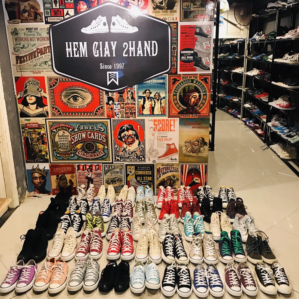 GIÀY SNEAKERS CONVERSE FULL ĐEN CỔ THẤP SIZE 37 FULL BOX