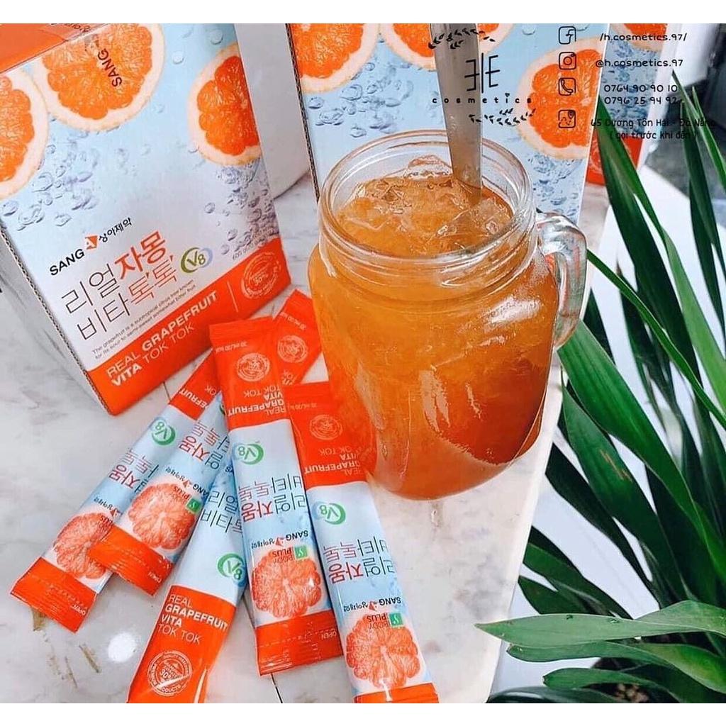 Trà Bưởi Giảm Cân Sanga Real Grapefruit Vita Tok Tok 30 Gói Hàn Quốc