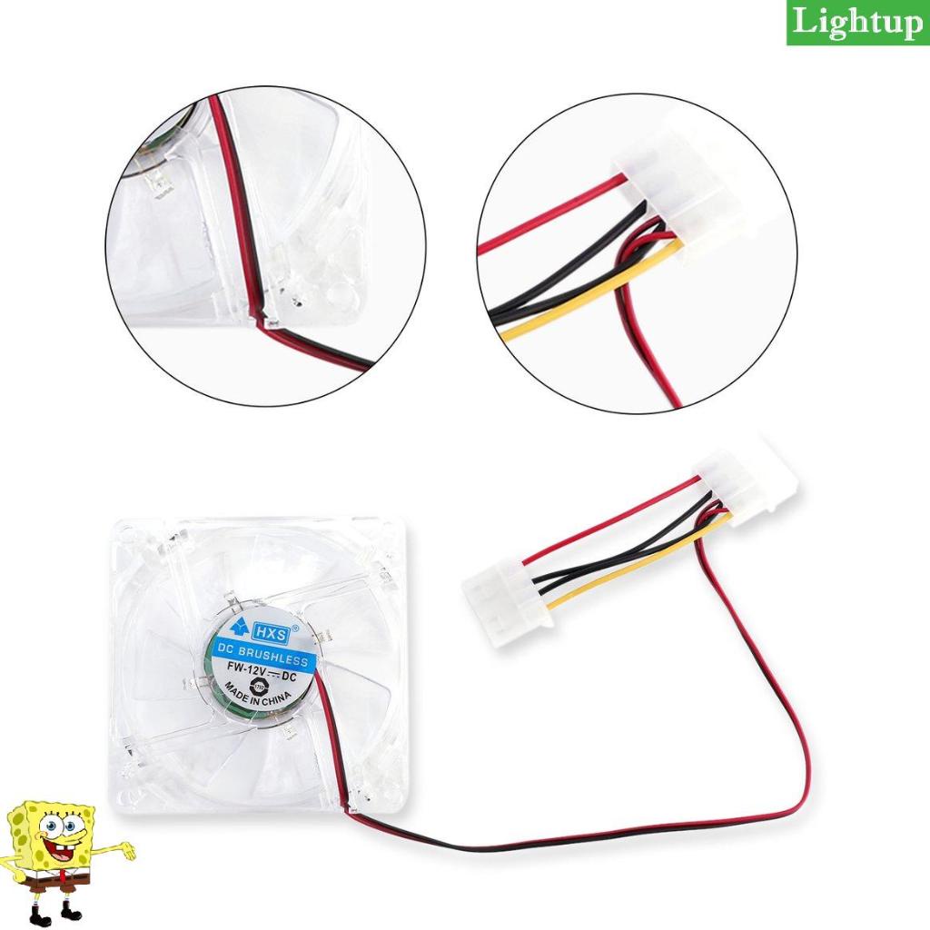 Quạt máy tính 4 LED 80mm 8025 8cm Im lặng Máy tính PC Case Cooler Fan Mod