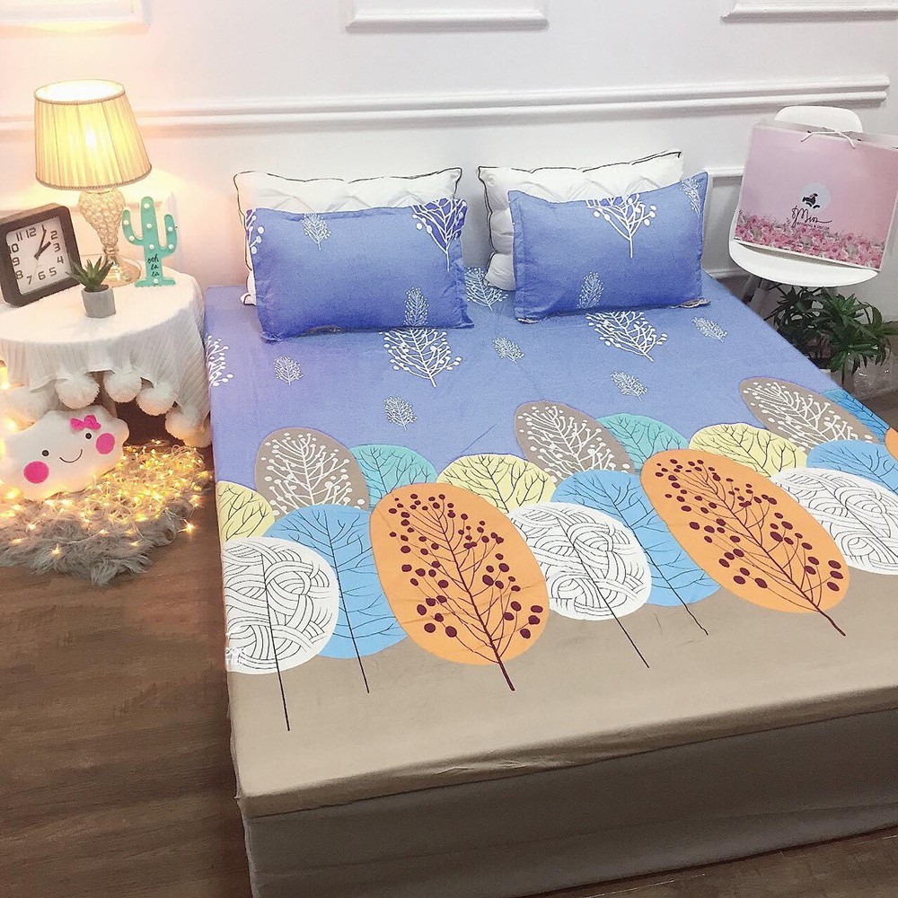 Ga·trải giường và 2 vỏ gối cotton Poly bộ ga trải giường drap chun 1m6x2m,1m8x2m nhiều mẫu có bán cặp vỏ gối rời và chăn