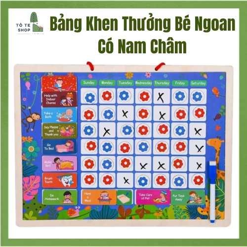 Bảng khen thưởng nam châm , bảng bé ngoan giúp bé rèn luyện tính kỉ luật, tạo thói quen mới