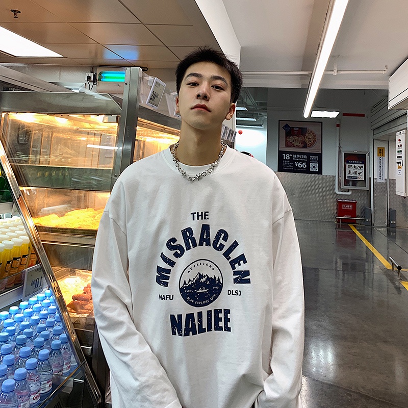 Áo Thun Tay Dài Cổ Tròn Dáng Rộng In Họa Tiết Thời Trang Mùa Thu Dành Cho Nam Size M-5Xl - Hàng mới về
