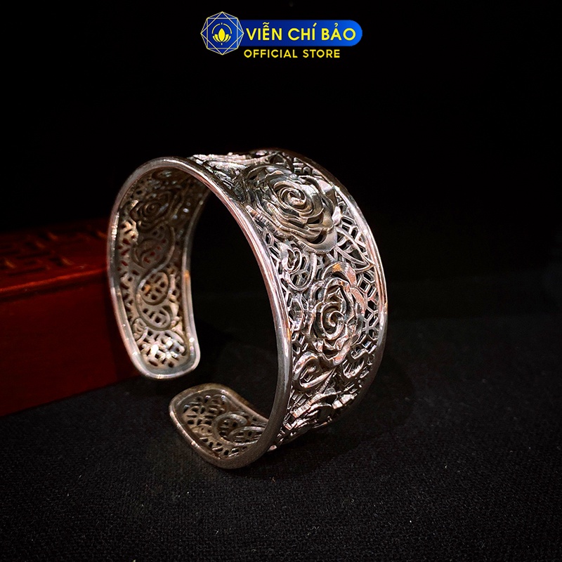 Kiềng bạc nữ Hoa Hồng bản to chất liệu bạc Thái 925 thời trang nữ phụ kiện trang sức nữ Viễn Chí Bảo L000409