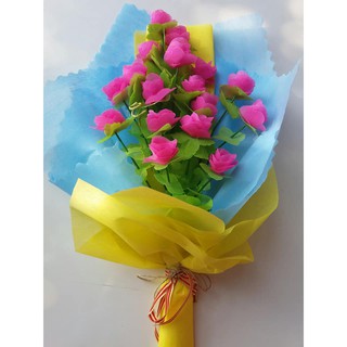 hoa giay lua - HOA HỒNG CÀNH (20 BÔNG giấy gấm)