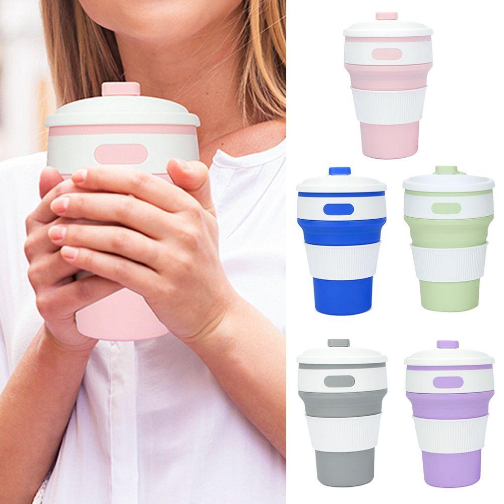 Cốc Uống Nước Đa Năng Có Thể Gấp Gọn 350ML Kèm Nắp Đậy Tiện Lợi