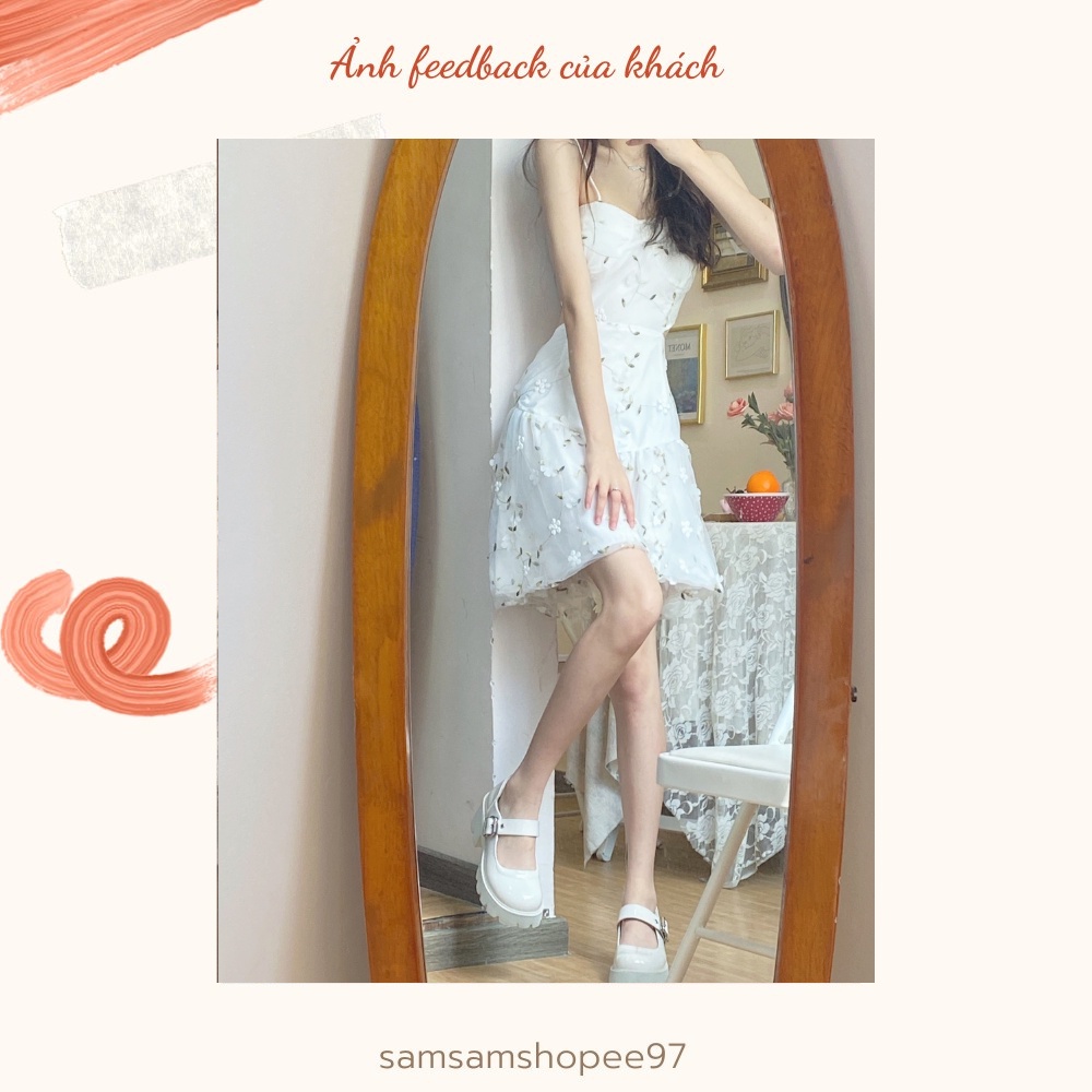 Đầm hoa hai dây tiểu thư cut eo siêu xinh