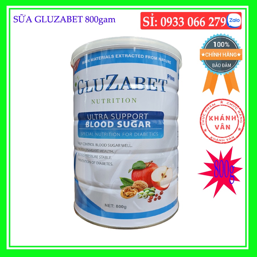 Sữa Gluzabet 800g - Bổ sung 32 Vitamin thiết yếu , Sữa dinh dưỡng chuyên biệt dành cho người tiểu đường