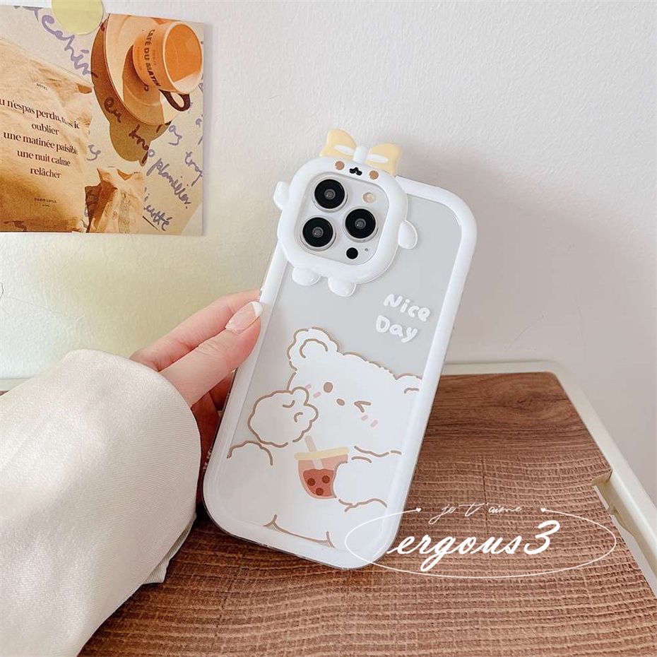 Ốp Điện Thoại Mềm Hình Trà Sữa Gấu Hoạt Hình Cho iPhone 14 13 12 11 Pro Max SE2020 X XR Xs Max 7 8 6 6s +