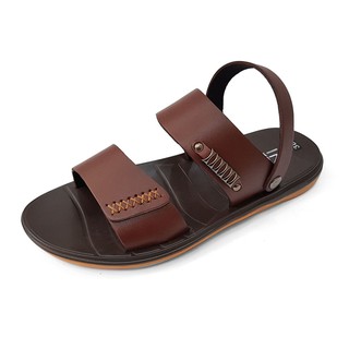 Dép Sandal Nam Da Bò Thật, Đi Êm Chân Bảo Hành Chính Hãng 12 Tháng Ensado  DE 07(Đen - Nâu)