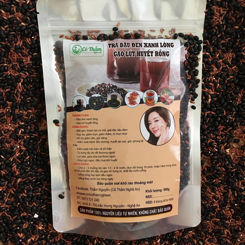 500G Trà gạo lứt Huyết Rồng, đậu đen xanh lòng hạ thổ Cô Thắm ( giảm cân, thanh lọc cơ thể, đẹp da, thanh nhiệt...)