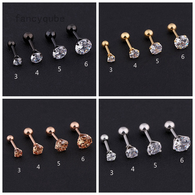 Khuyên tai bằng chất liệu thép titan đính trang trí đá zircon