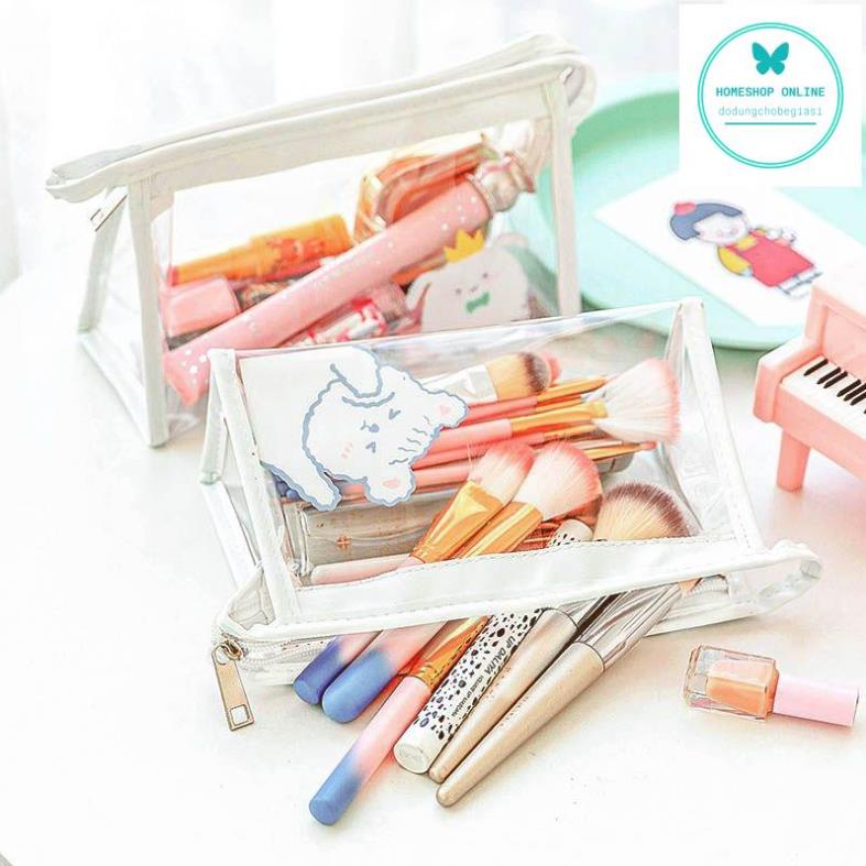 Túi đựng bút mỹ phẩm trong suốt hình tam giác in họa tiết dễ thương HOME SHOP ONLINE