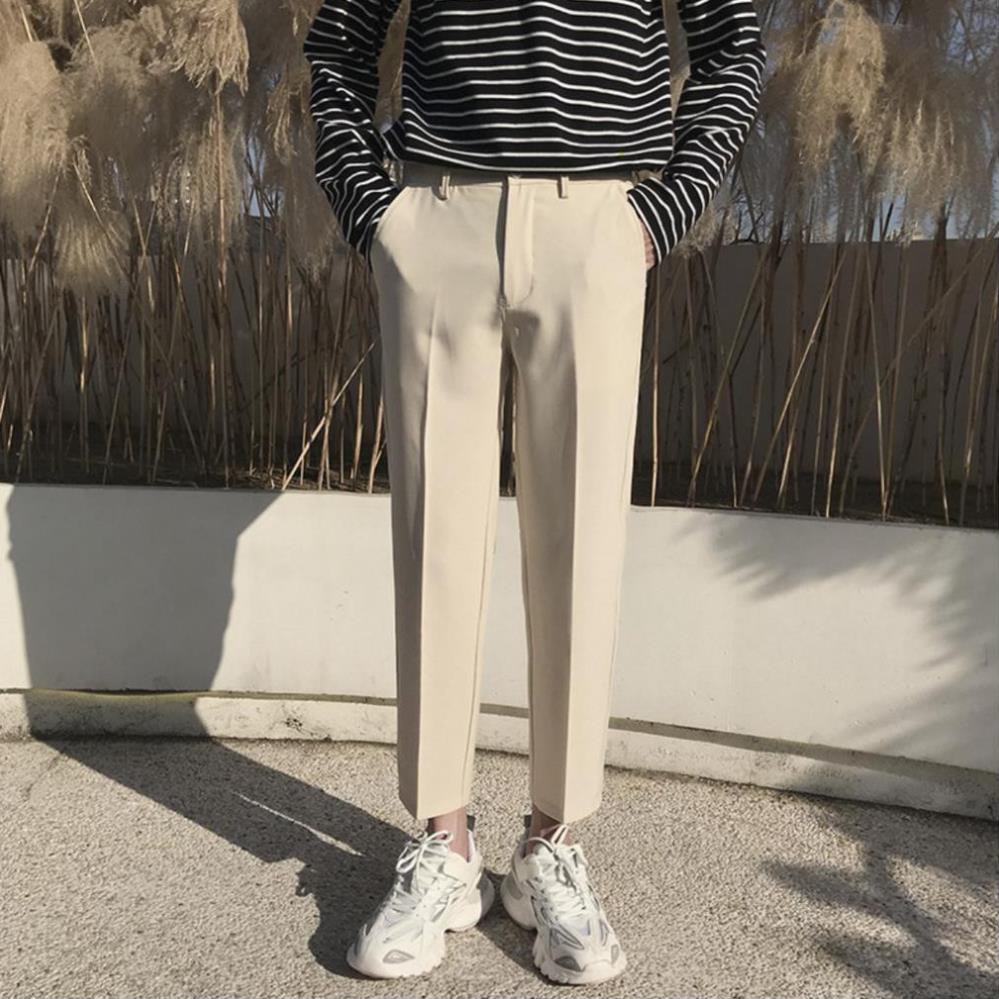 [May Thủ Công]Quần Tây, Quần Vải Nam Màu Kem Dáng BAggy Vải Co Giãn, Không Xù Phong Cách Hàn Quốc Hot Trend 2020-V01 | BigBuy360 - bigbuy360.vn