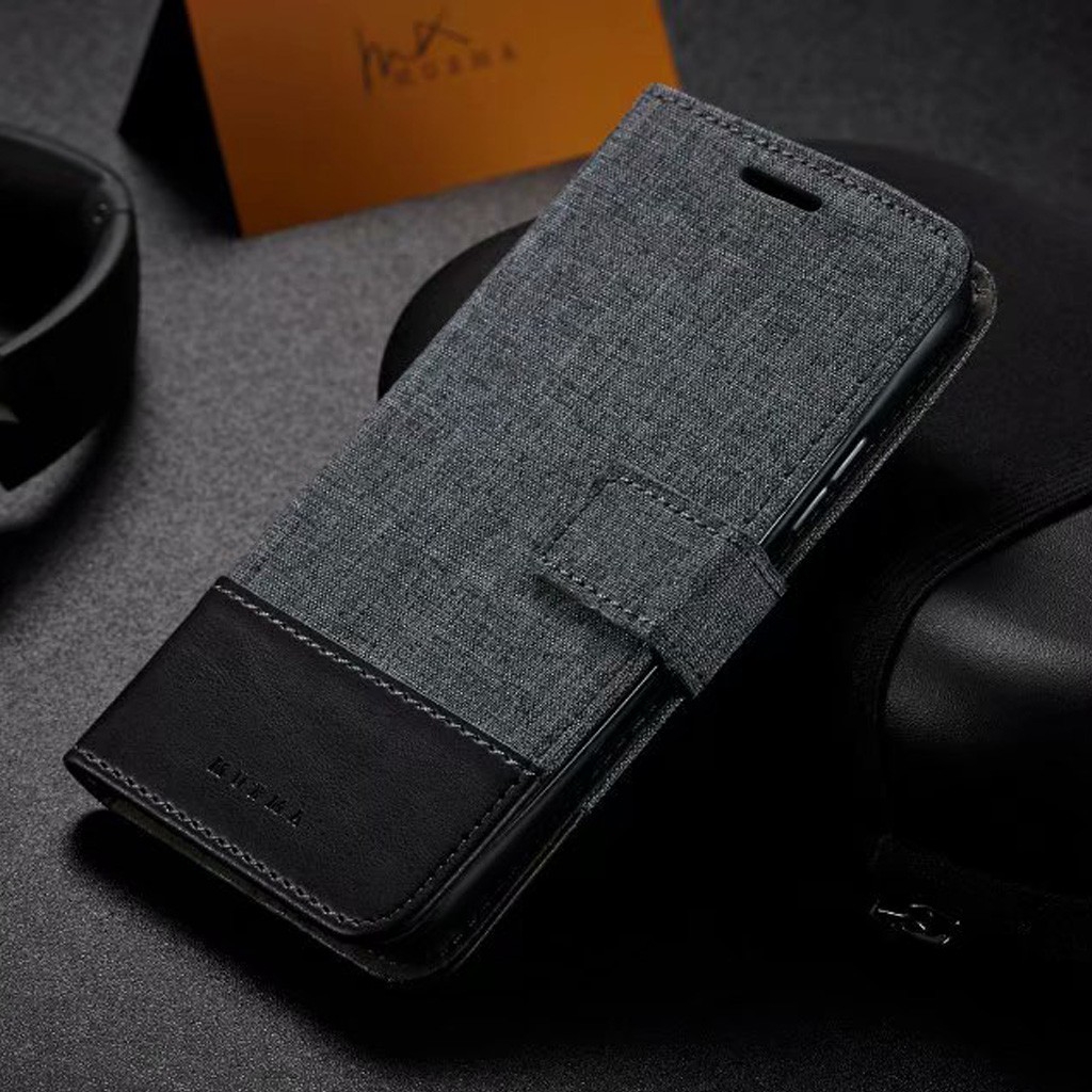 Ốp Bao Da Điện Thoại PU Phối Vải Canvas Dạng Ví Nắp Lật Có Ngăn Đựng Thẻ Cho LG V50 ThinQ 5G V40 V30 V20 V35 K40 G8s G5 G6 Q6