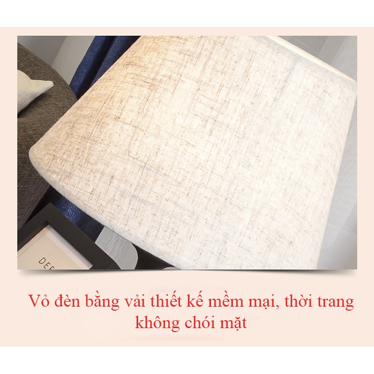 Đèn ngủ để bàn hoàng gia phong cách sang trọng, tinh tế thân đèn bằng kim loại, mũ đèn bằng vải [Bảo hành 1 năm]