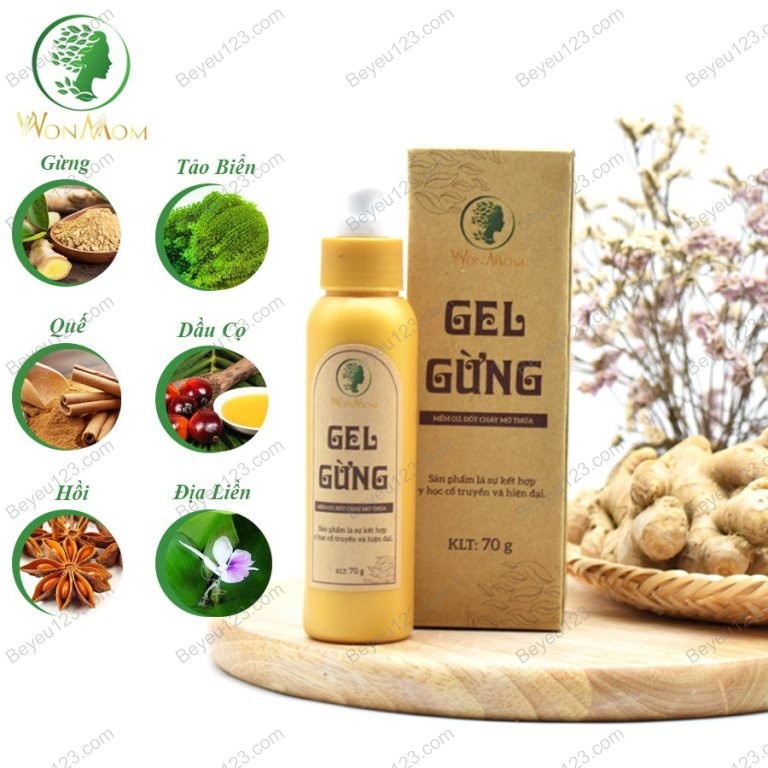 Gel gừng nóng massage giảm eo săn chắc bụng Wonmom 70gr - tan mỡ , sáng da bụng sau sinh cho Mẹ