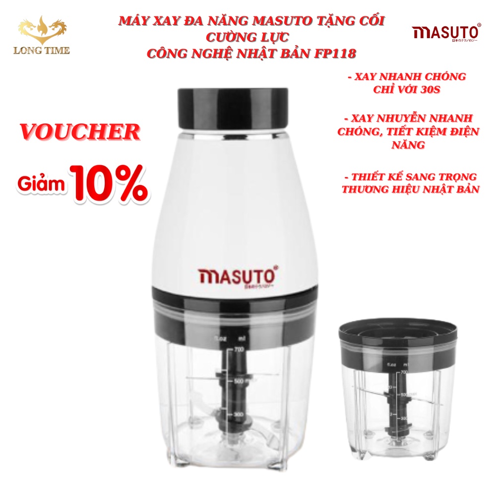 Máy Xay Thịt Masuto Đa Năng , tặng kèm cối cường lực nhựa PC , thực phẩm , rau củ quả , đá viên , thức ăn , longtime