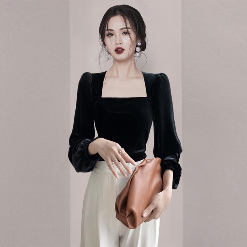 Áo Thun Nữ Dài Tay Cổ Vuông Thời Trang Mùa Thu