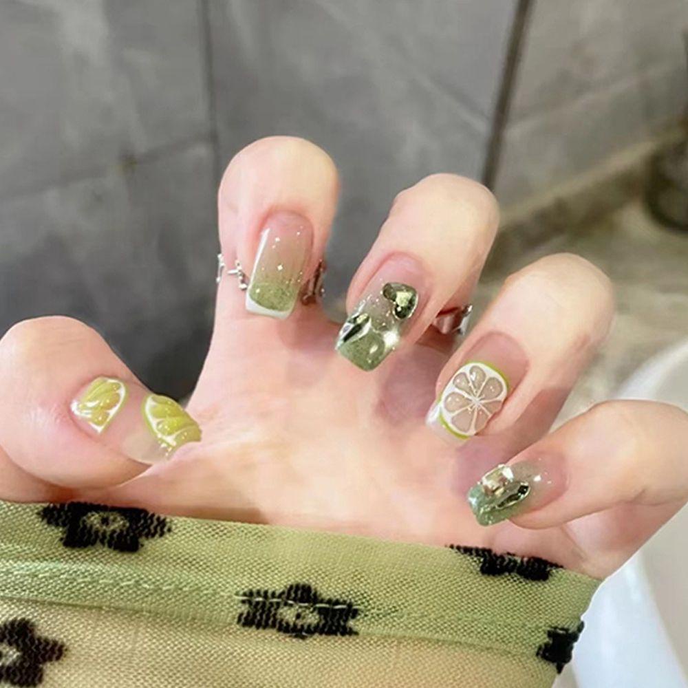 Bộ 24 Móng Tay Giả Ngắn / Tròn / Vuông Che Phủ Toàn Diện