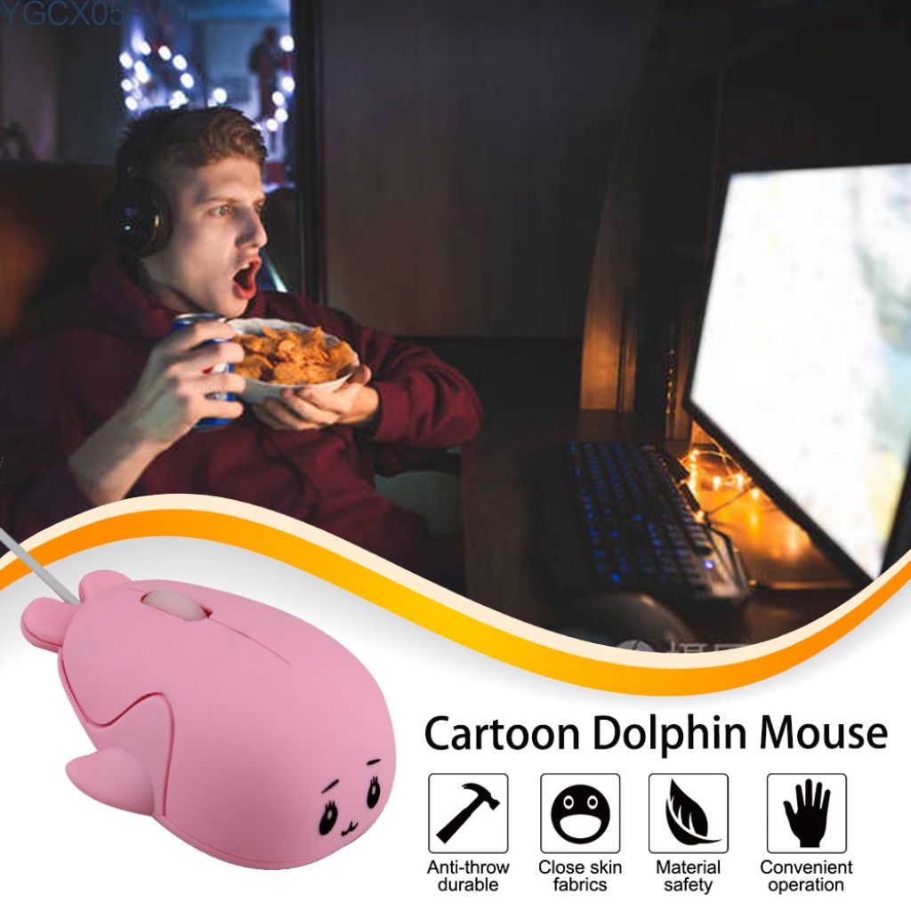 Chuột Máy Tính Có Dây Usb Hình Cá Heo Hoạt Hình 3d Vui Nhộn | BigBuy360 - bigbuy360.vn