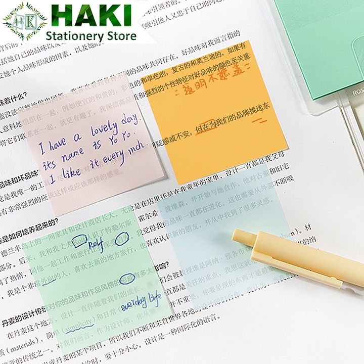 Bộ 50 tờ giấy ghi chú màu trong HAKI chống thấm nước tiện dụng NO3