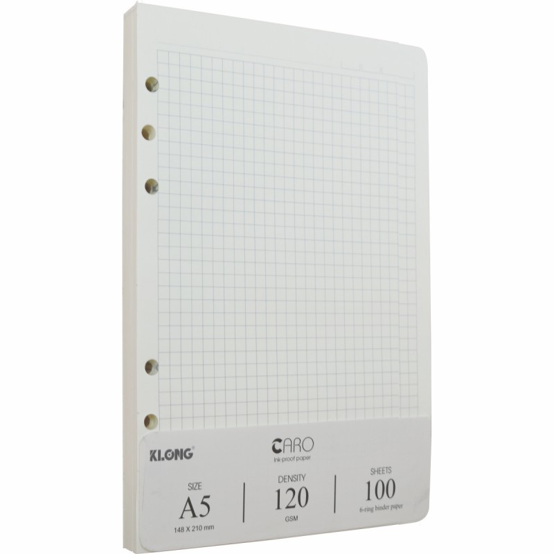 Ruột sổ còng Klong A5 100 tờ -200 trang giấy caro 5x5, giấy refill KLong MS 996