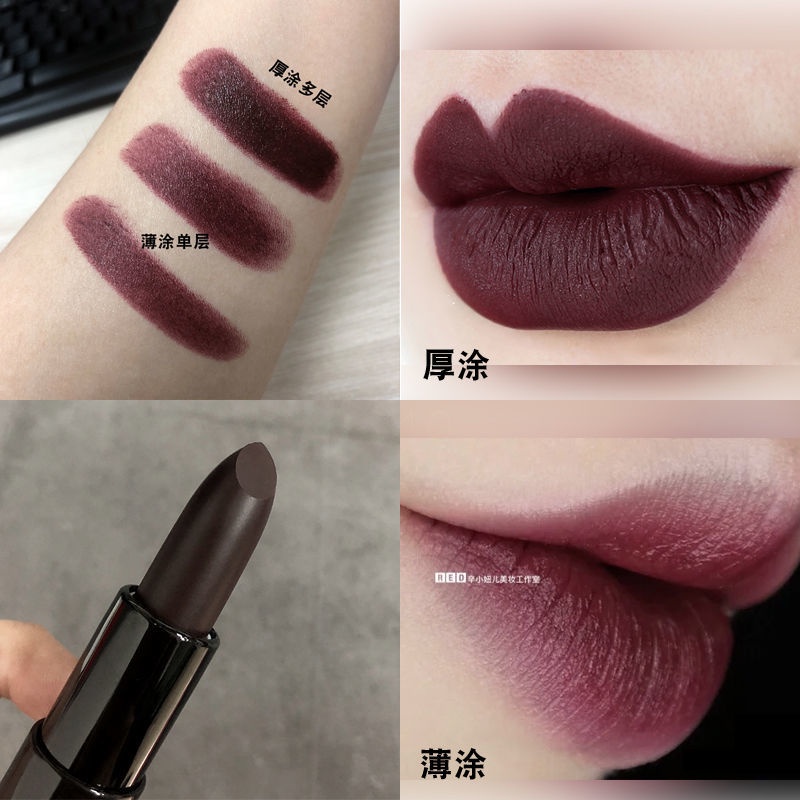 Son Môi Lì Trang Điểm Phong Cách Gothic Anh Em Gothic Màu Đỏ Đậm Socola Màu Nâu Lì Ins Siêu Nóng Bỏng