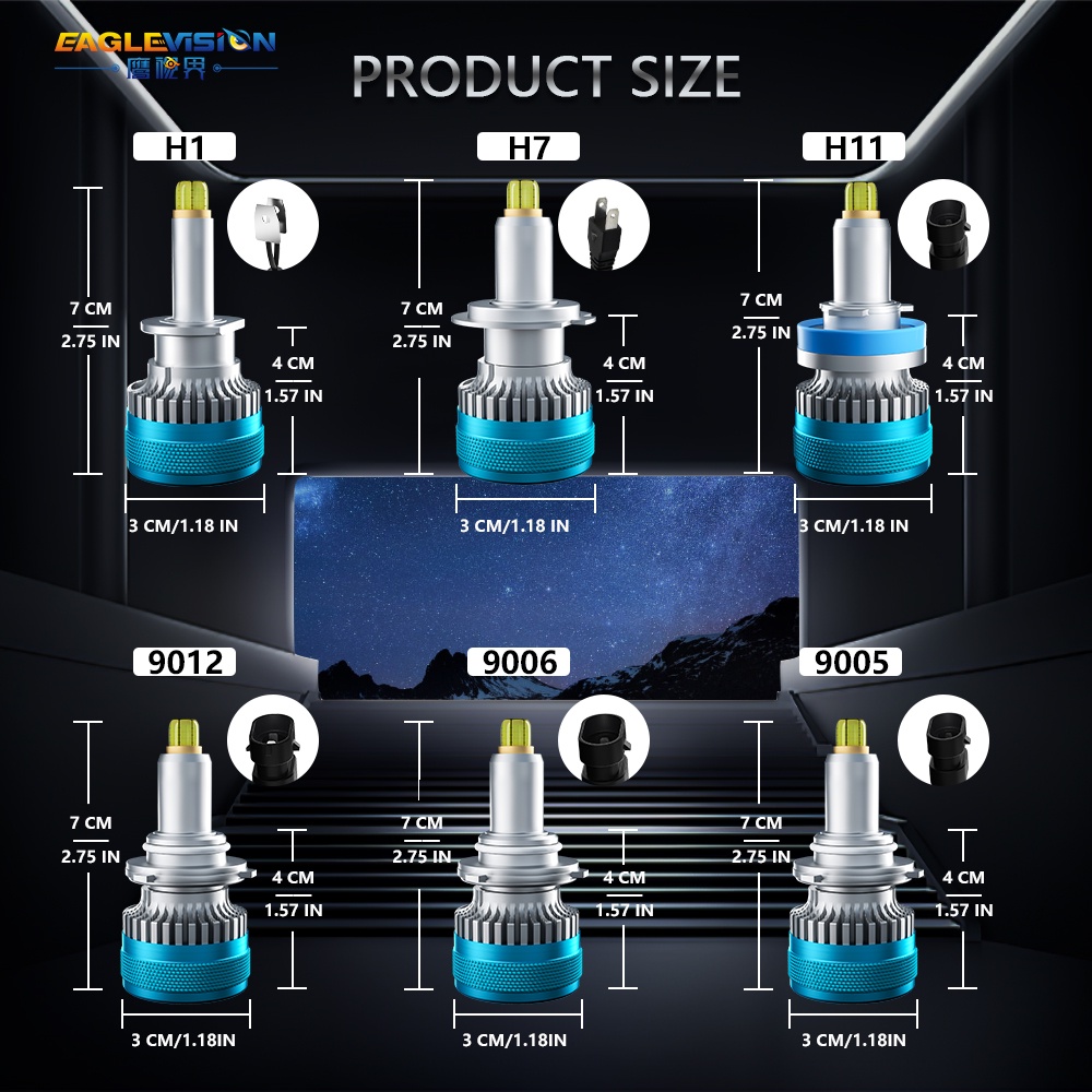 Cặp Đèn Pha Led 6 Mặt 100W 32000LM H1 H7 H11 H8 H9 9005 9006 HB3 HB4 9012 IP68 Cho Xe Hơi