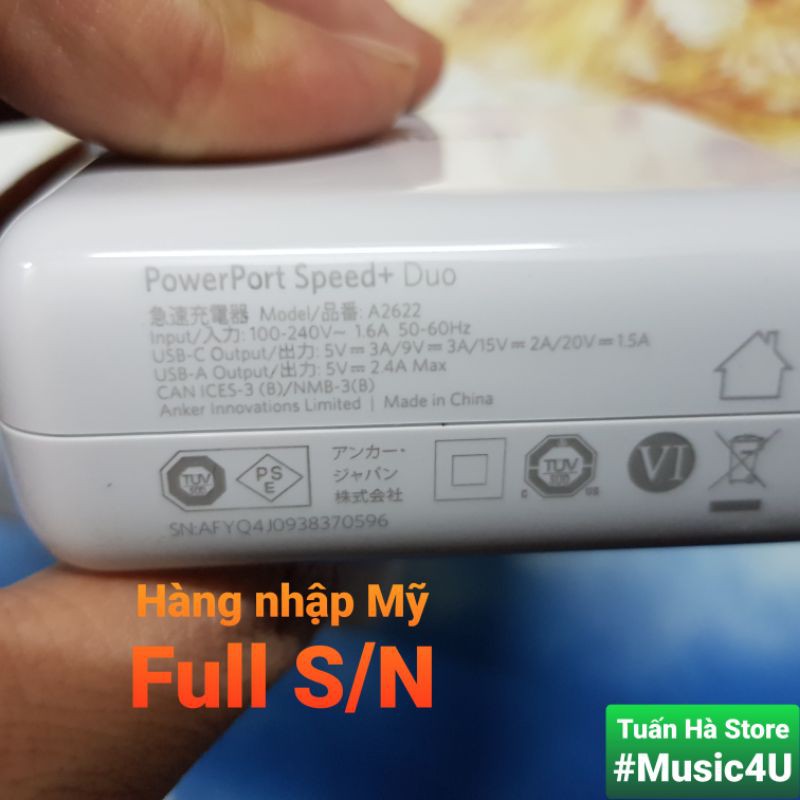 Sạc nhanh Anker PowerPort + A2622 42W, A2628 36W, A2626 33W [Music4U]