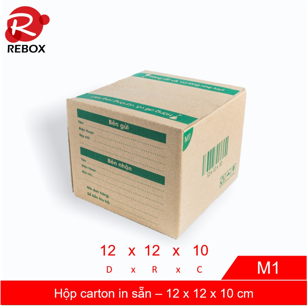 Hộp 12x12x10 cm - 20 hộp carton đóng hàng in sẵn