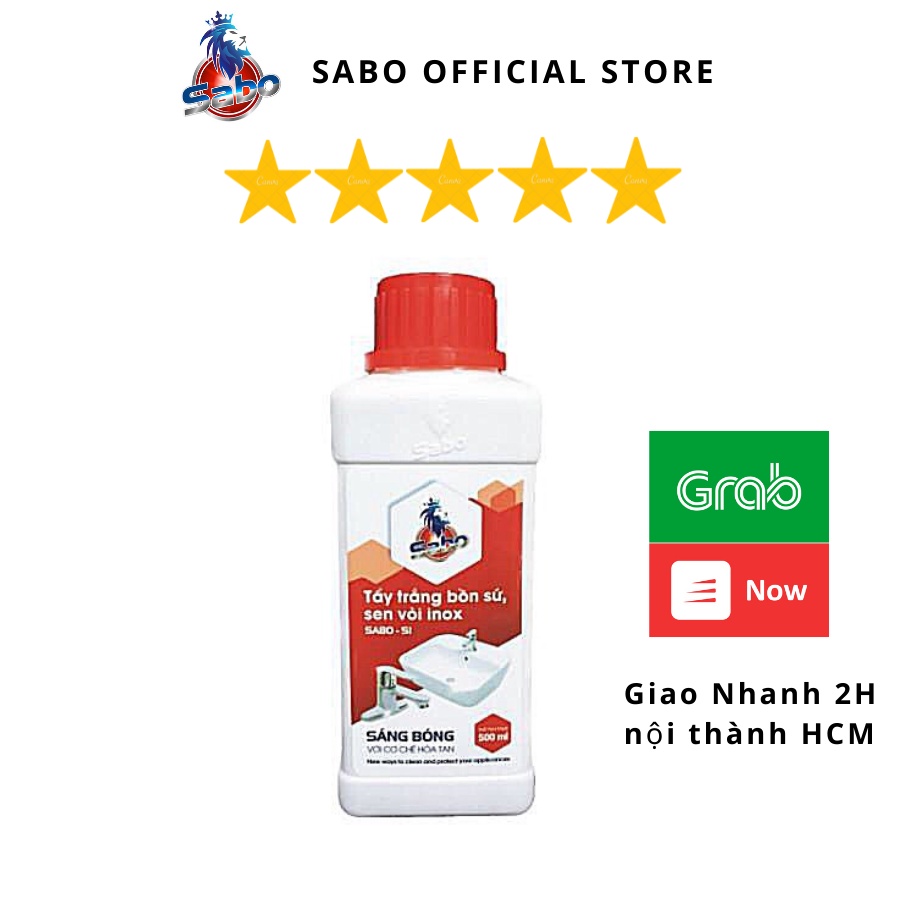 Tẩy bồn cầu ố vàng lâu năm SABO-SI, tẩy phèn,tẩy vệt nước đen,sen vòi inox ,gạch men chai 500ml