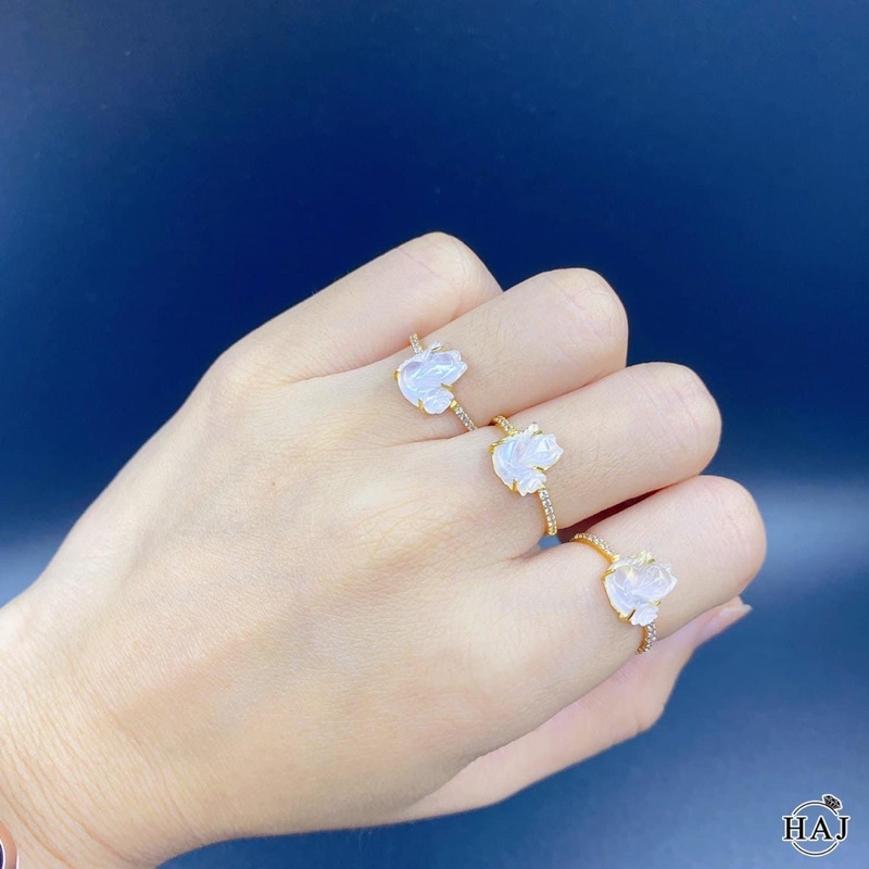 Nhẫn Hồ Ly đá Moon bọc Vàng10k