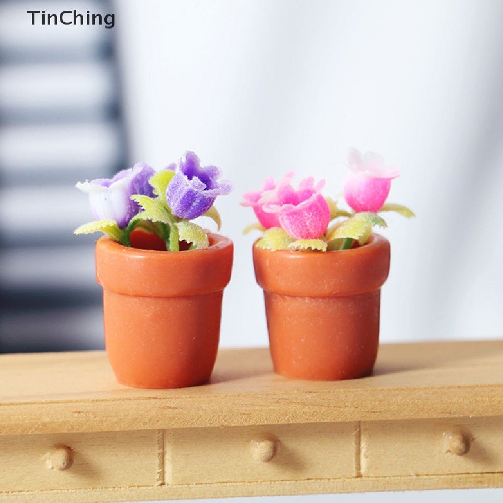 Set 4 Đồ trang trí Chậu Cây Mini Tỉ Lệ 1: 12 Dùng Trang Trí Tiểu Cảnh / Nhà Búp Bê