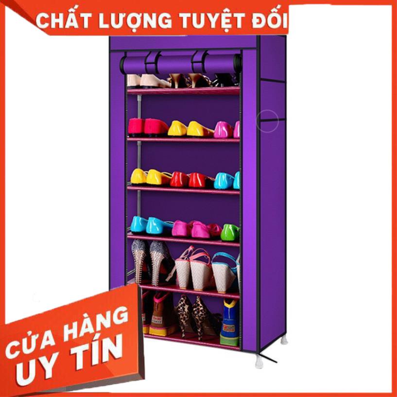 [ Bán Lẻ Giá Sỉ ] Tủ Để Giày Dép Thông Minh 7 Tầng 6 Ngăn, Tủ Vải Giày Dép Khung Inox Chắc Chắn Tặng Kèm Túi Đựng Giày