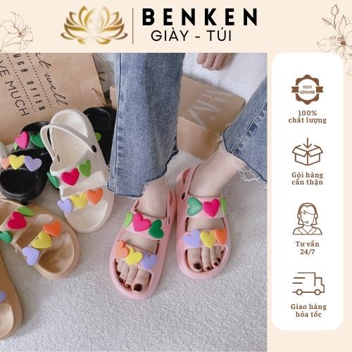 Dép quai hậu nữ 2 quai ngang, Sandanl nữ đế cao 3cm tặng kèm 12 sticker phối màu dễ thương