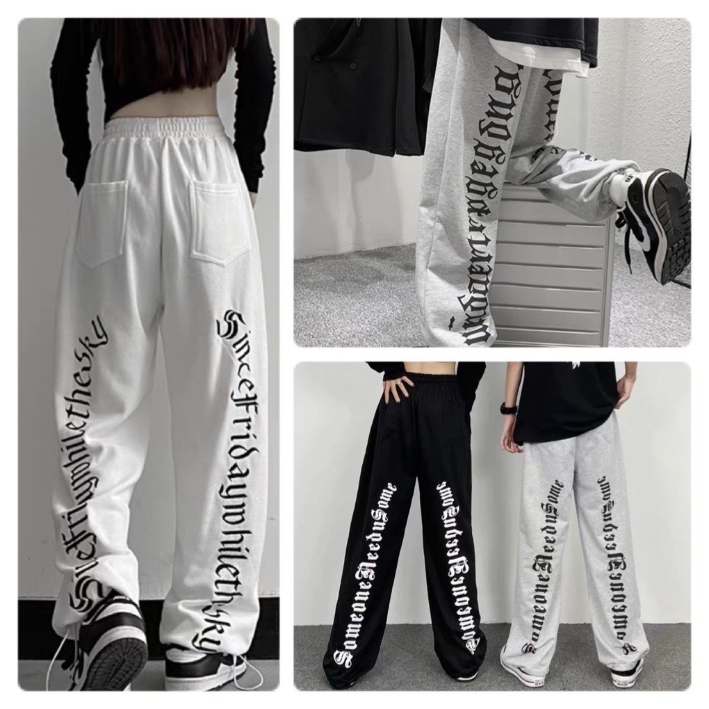 Quần jogger chữ sau chốt gấu AC chất bo tăm dầy mịn đẹp, from to dài rộng unisex nam nữ mặc được