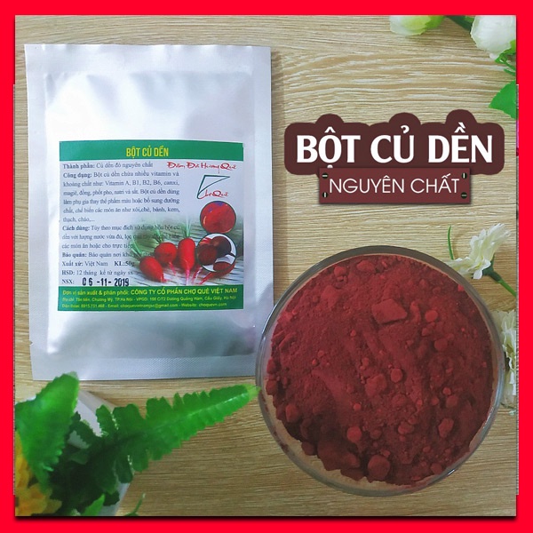 Bột Củ Dền Đỏ Gói (50g) nguyên chất 100% chuyên dùng tạo màu đỏ hồng cho thực phẩm bánh kẹo, đồ uống