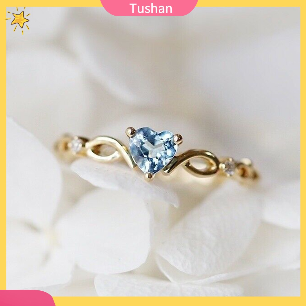 Nhẫn đá zircon mặt hình trái tim thời trang