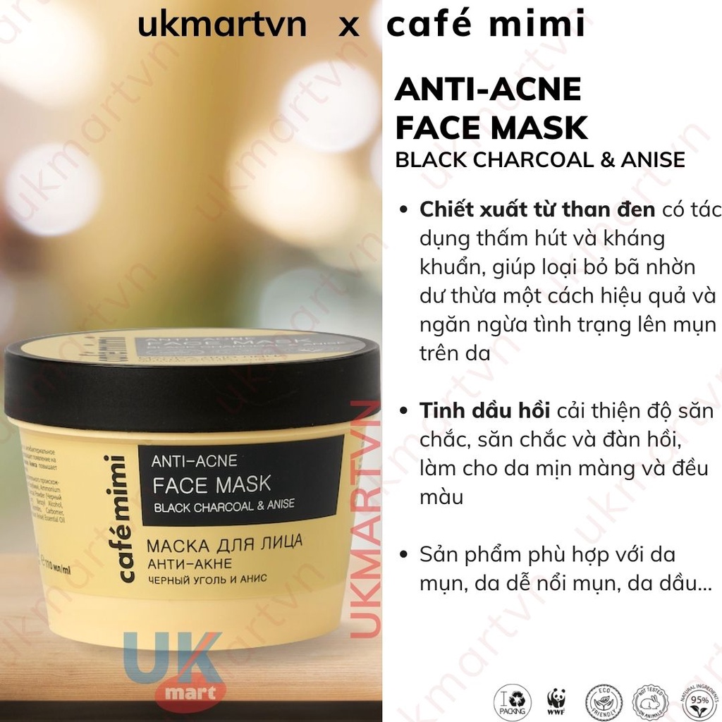 Mặt Nạ Ngăn Ngừa Mụn Café Mimi Anti-Acne Face Mask 110ml