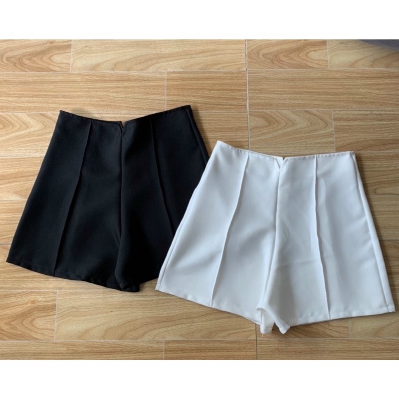 Quần short nữ form ngắn lưng cao chất vải tuyết mưa dày dặn Có 3 Size S M L phối khoá kéo