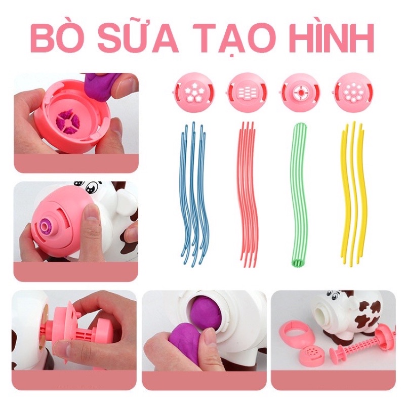 Đất nặn an toàn cho bé tạo hình theo khuân siêu ngộ nghĩnh, đồ chơi đất nặn bò sữa