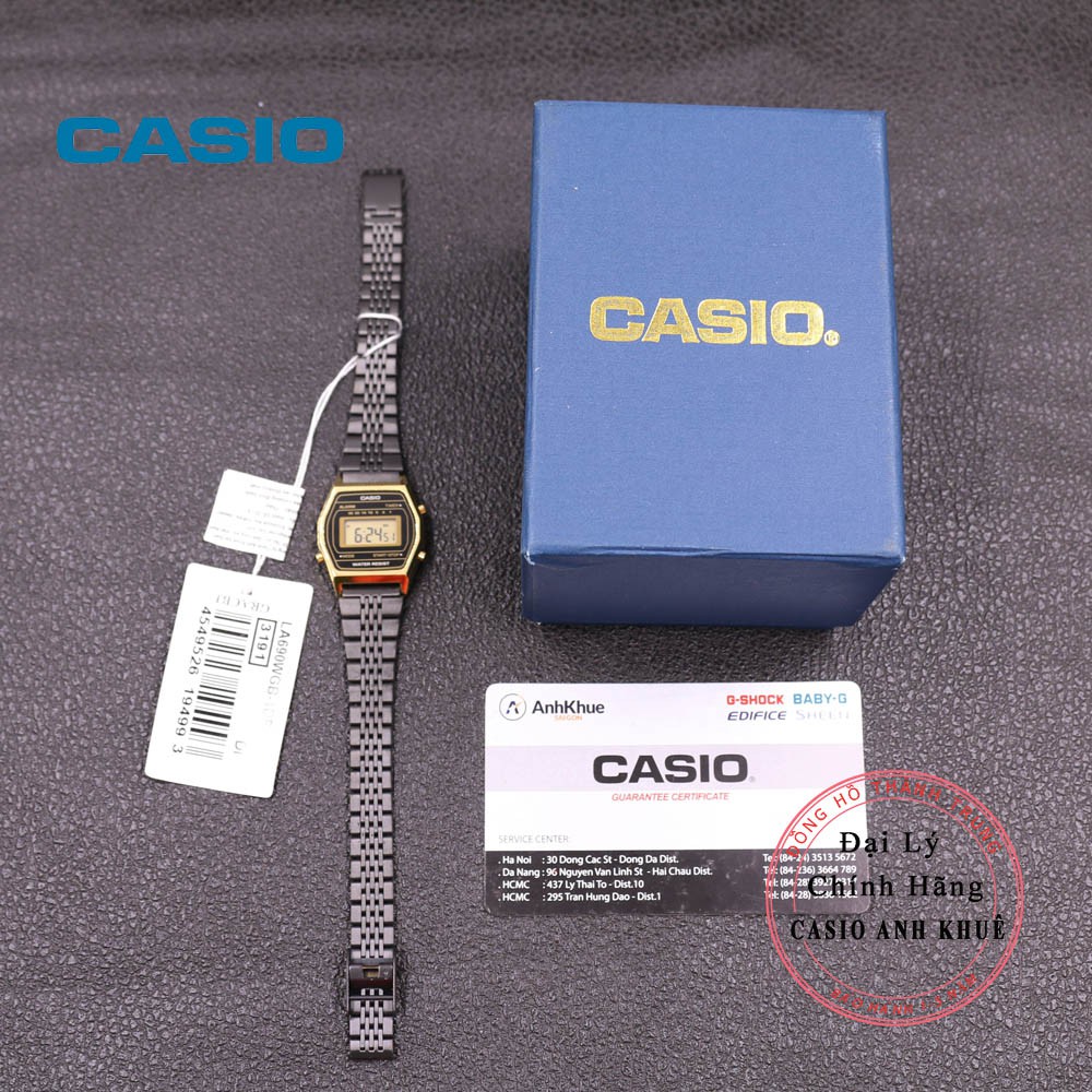 Đồng hồ điện tử nữ Casio LA690WGB-1DF dây kim loại