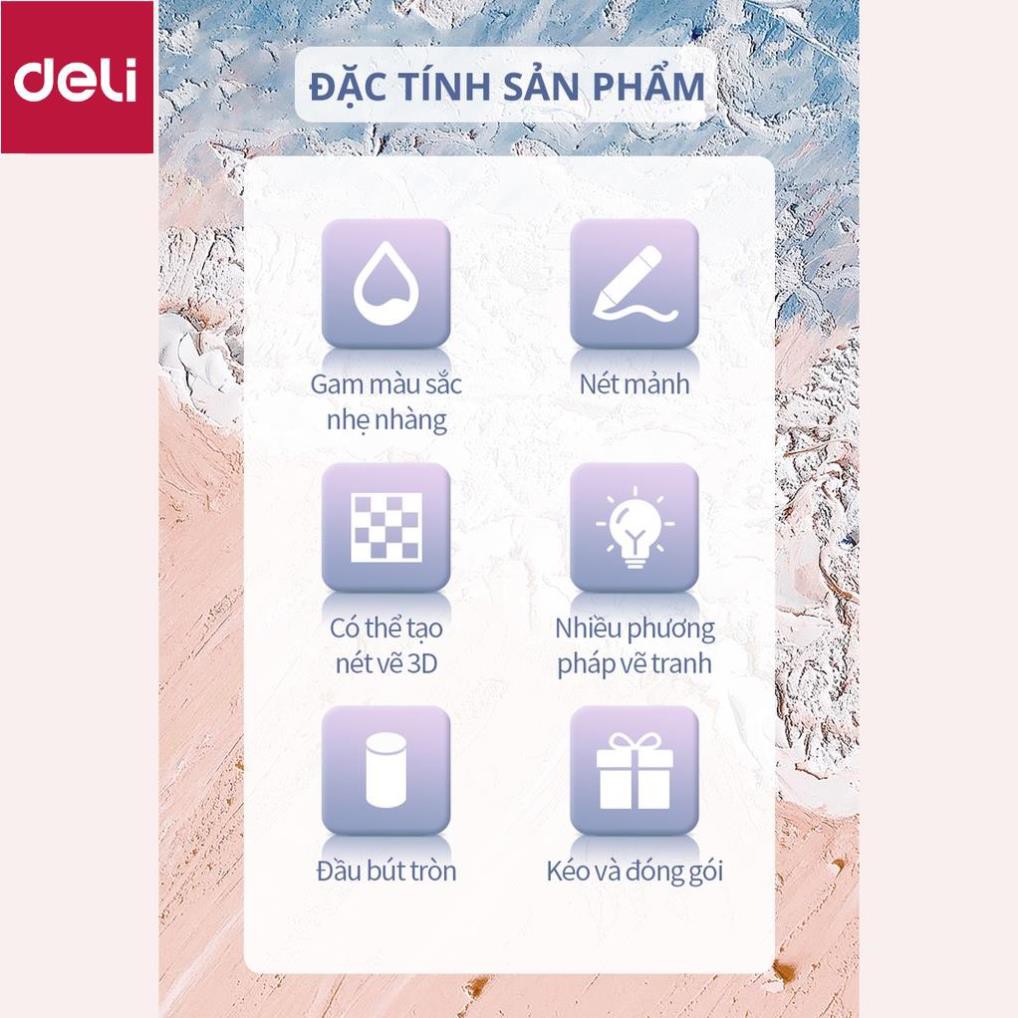 Bút sáp dầu màu Morandi Deli - 24 màu - phiên bản cao cấp - màu sắc trang nhã - 72132 [Deli]