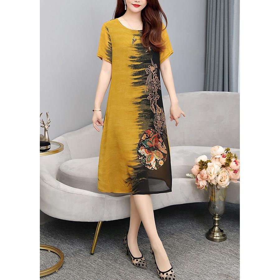 [SIZE M--&gt; 4XL TỚI 78KG HÌNH THẬT ]  - ĐẦM SUÔNG SIZE LỚN, KIỂU ĐẦM SUÔNG TRUNG NIÊN IN HỌA TIẾT CHIM PHƯỢNG HOÀNG D3207