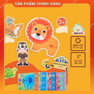 Puzzle 6 cấp độ, Đồ Chơi Xếp Hình Chủ Đề động vật, phương tiện giao thông cho bé phát triển tư duy chính hãng Maoronron