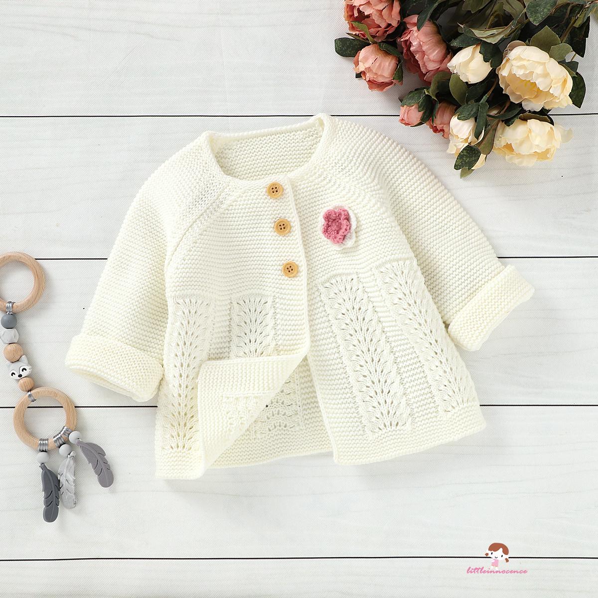 Áo Cardigan Dệt Kim Hoạ Tiết Hoa Cho Bé Gái 7-3 - 24 Tháng Tuổi