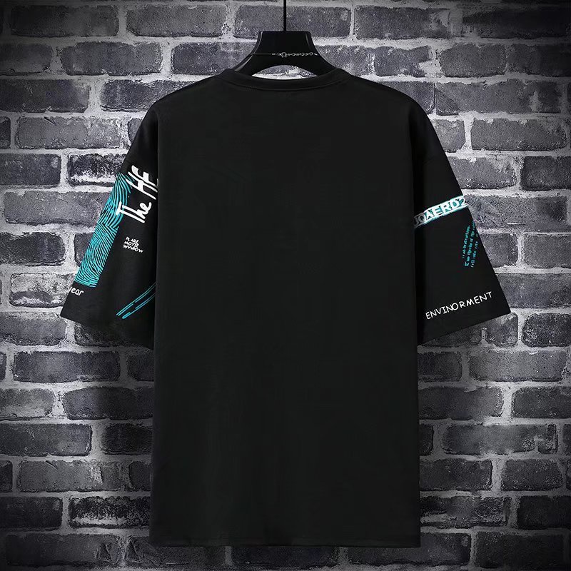 Áo Thun Tay Ngắn Cổ Tròn In Họa Tiết Graffiti Đường Phố Size Lớn M-8XL Thời Trang Cho Nam
