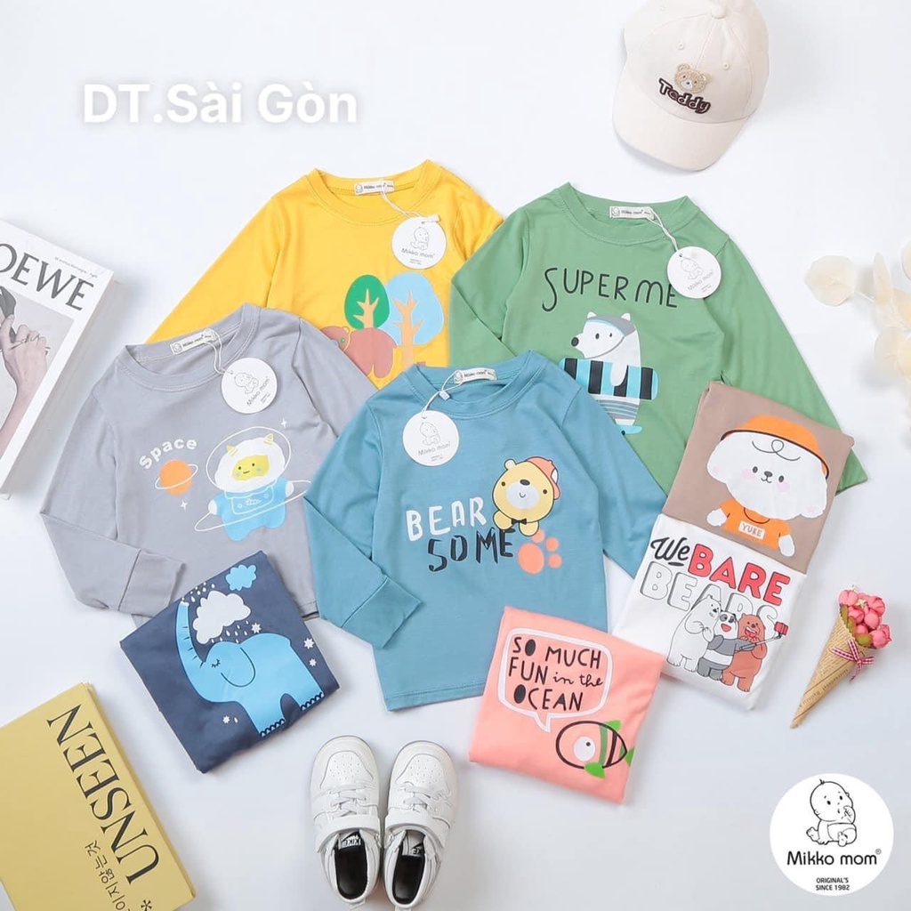 Áo rời dài tay mỏng điều hòa vải thun lạnh mềm Mikko mom bé trai bé gái 7-17kg
