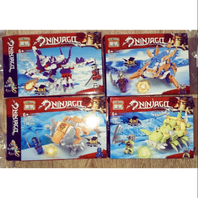 Combo 4 hộp lắp ráp NLego Ninjago Linh thú rồng kết hợp 7037 trọn bộ